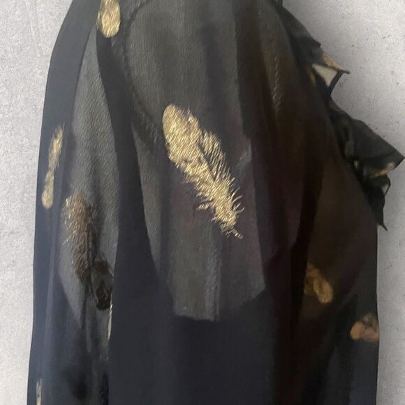 The Kooples | EUC Women’s Metallic Feathers Muslin Top in Black Size M - Picture 6 of 8
